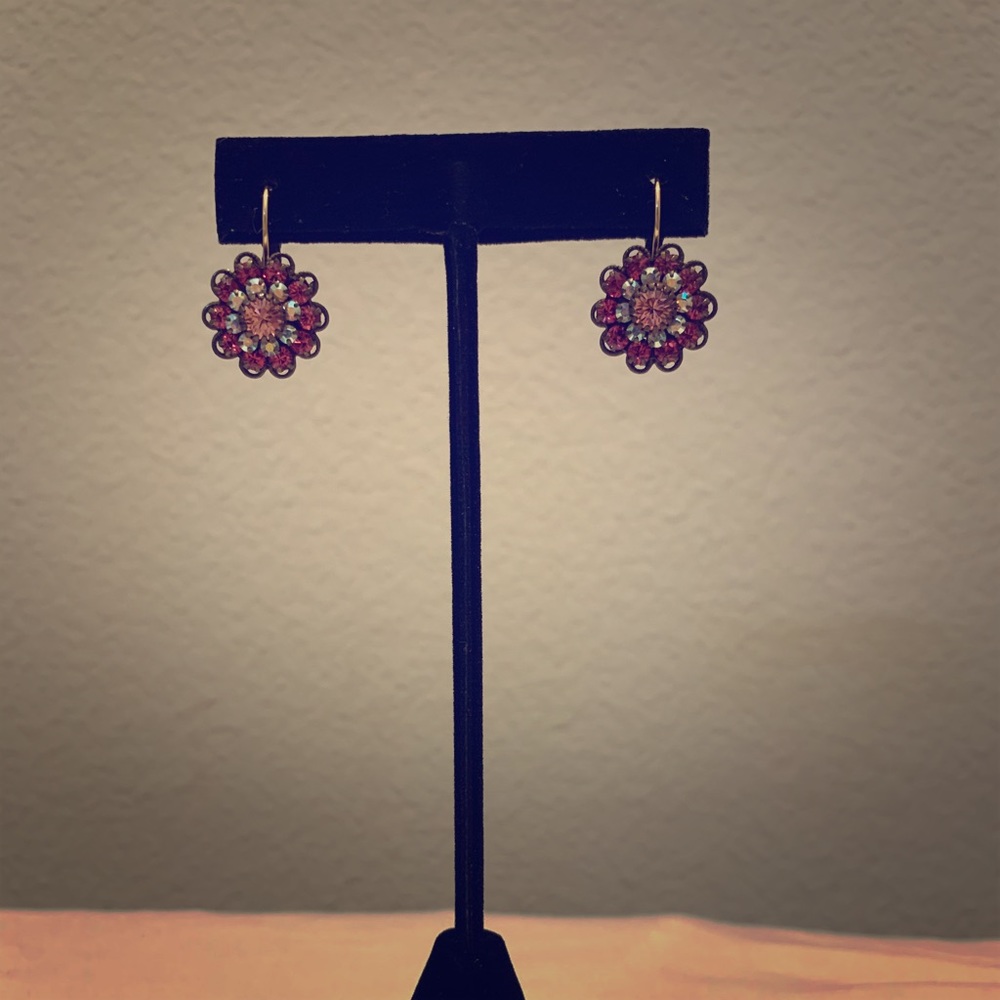 Delicate pink, floral, Liz Palacios earrings.
